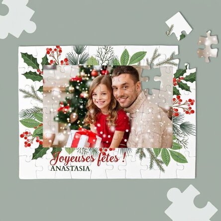 Puzzle personnalisé avec une photo et un texte - Un Noël de conte de fées