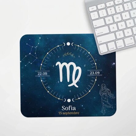 Tapis de souris personnalisé avec inscription - Signe de la Vierge