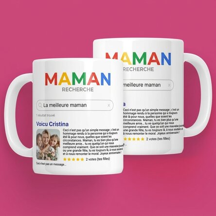 Tasse personnalisée avec une photo et un texte - Recherche