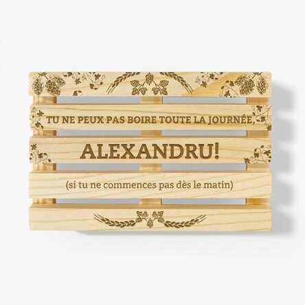Porte-verre en forme de palette personnalisé avec un texte - Il faut commencer dès le matin