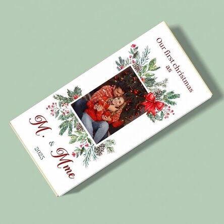 Chocolat personnalisé avec photo et message - Notre premier Noël