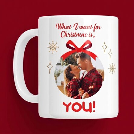 Tasse personnalisée avec texte et photos - Ce que je veux pour Noël