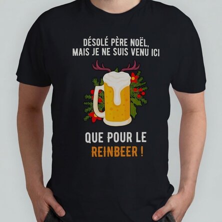 T-shirt en coton personnalisé avec un message de Noël - Reinbeer