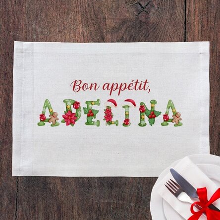 Porte-assiette personnalisé avec un prénom de Noël