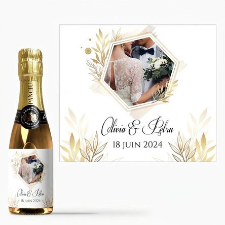 Mini-bouteille de vin mousseux personnalisée avec une photo et un texte - Un moment spécial