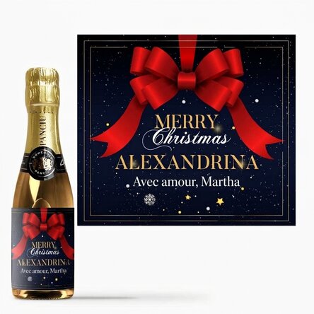 Mini-bouteille de vin mousseux personnalisée avec un message - Glamorous Christmas