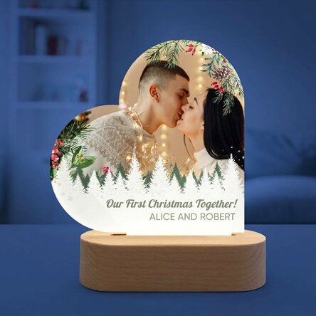 Personalised LED night light with a photo and message - Merry Christmas