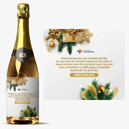 Vin mousseux personnalisé avec message et logo - Une histoire de fête
