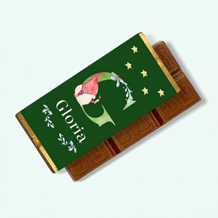 Mini-tablette de chocolat personnalisée avec une initiale de Noël