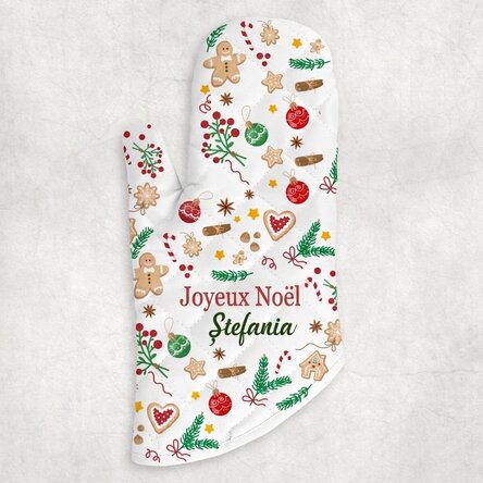 Gant de cuisine personnalisé avec inscription - Joyeux Noël