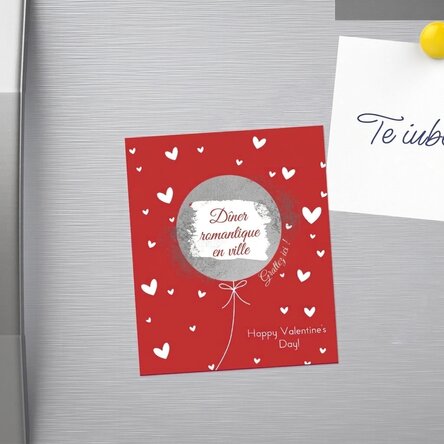 Aimant à gratter 10 x 12 cm personnalisé avec le texte « Love »
