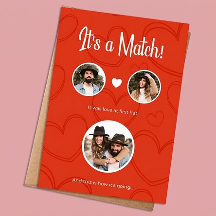 Carte personnalisée avec photos et texte - It's a Match