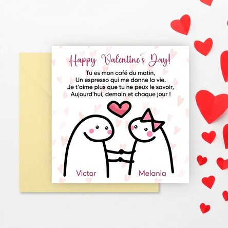 Carte carrée personnalisée avec message - Cute love