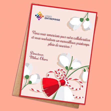 Carte personnalisée avec message et logo - Printemps