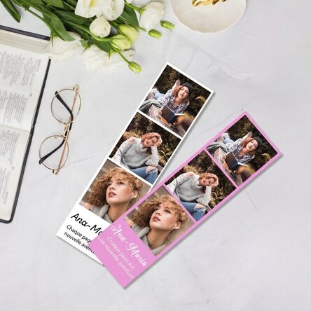 Marque-page personnalisé avec 3 photos et un message