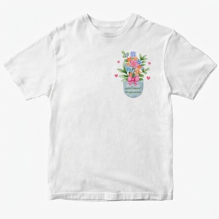 T-shirt en coton personnalisé avec un texte - Pocket flowers