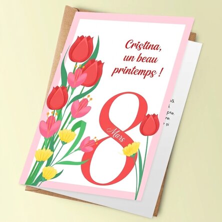 Carte de vœux personnalisée avec texte - 8 mars