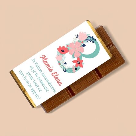 Mini-tablette de chocolat personnalisée avec un message - 8 mars
