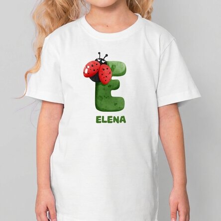 T-shirt en coton pour enfants, personnalisé avec une initiale et un prénom - Buburuze