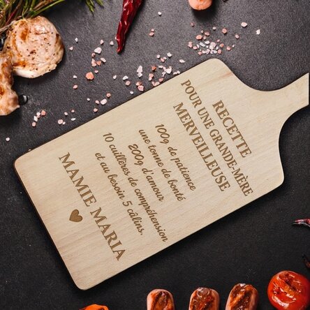 Planche à découper personnalisée avec message - Recette