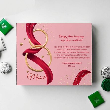 Boîte de bonbons personnalisée avec un message - 8 mars