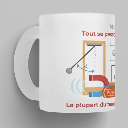 Tasse en verre mat personnalisée avec un message - Professeur de physique