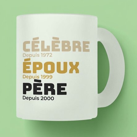 Tasse en verre mat personnalisée avec un texte - L'histoire de mon père