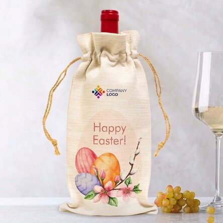 Personalised wine bottle bag with logo and text - Happy Easter!