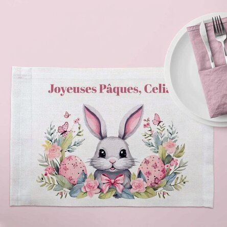 Support d'assiette personnalisé avec inscription - Lapin de Pâques
