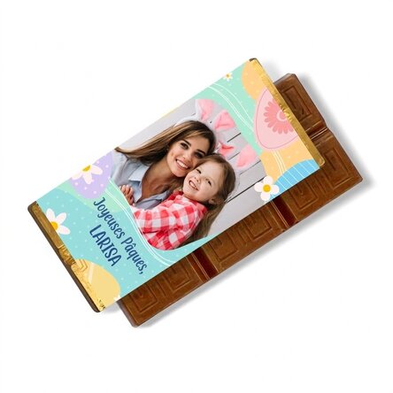 Mini-tablette de chocolat personnalisée avec un message et une photo - Un cadeau gourmand pour Pâque
