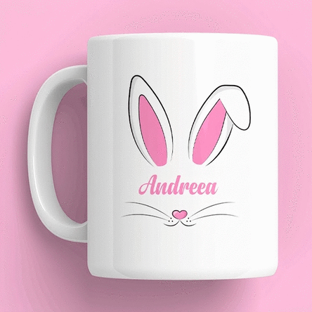 Tasse personnalisée avec un prénom et un texte - Oreilles de lapin