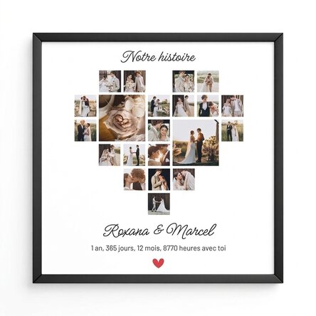 Tableau personnalisé avec 21 photos et un texte - Notre histoire