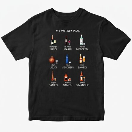 T-shirt en coton personnalisé avec un texte - My weekly plan