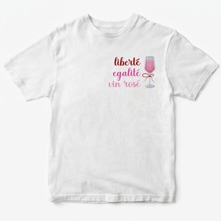 T-shirt en coton personnalisé avec l'inscription « Liberté, égalité, vin rosé »