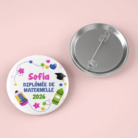 Insigne personnalisé avec inscription pour la remise des diplômes - Diplômé de maternelle
