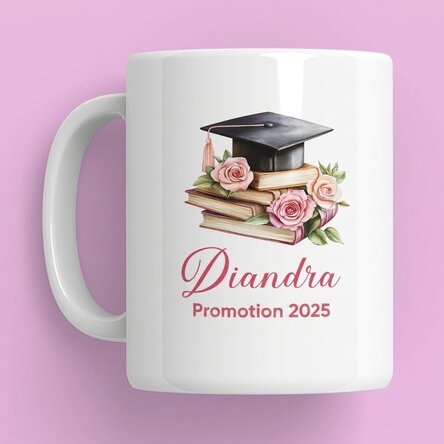 Tasse personnalisée avec un prénom et un texte - Remise des diplômes