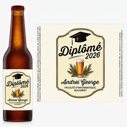Bière personnalisée avec un message - Diplômé