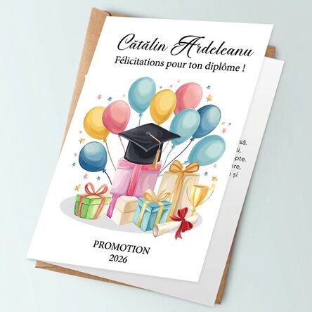 Carte de vœux personnalisée avec texte - Cartes de vœux pour la remise des diplômes