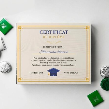 Boîte de bonbons personnalisée avec un message - Certificat de fin d'études