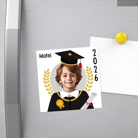 Aimant 10 x 10 personnalisé avec photo et message - Diplômé
