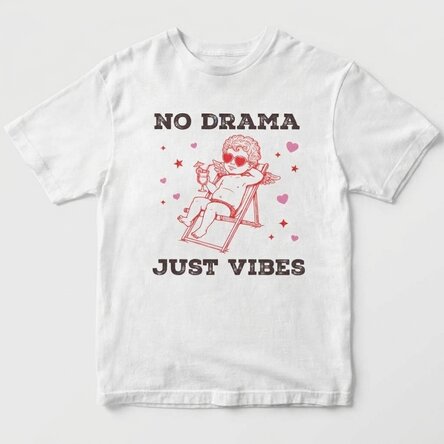 T-shirt en coton personnalisé - No drama, just vibes