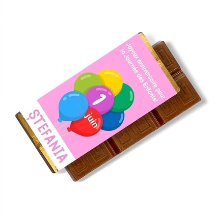 Mini-tablette de chocolat personnalisée pour enfants avec message - Ballons