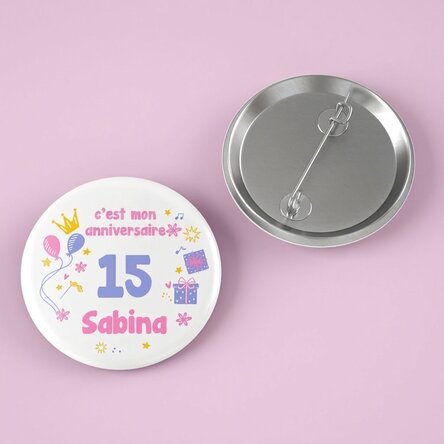 Badge personnalisé avec message - « C'est mon anniversaire »