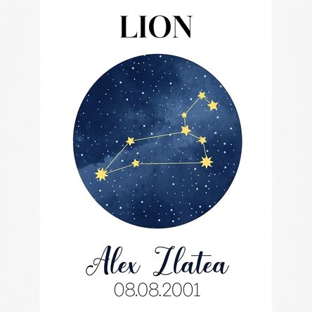 Affiche personnalisée avec texte - La constellation du Lion