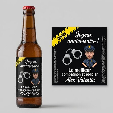 Bière personnalisée avec photo et message - Policier