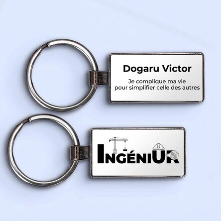Porte-clés personnalisé avec nom et texte - Ingénieur