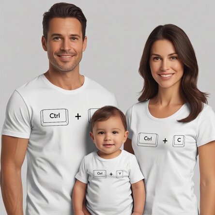 T-shirt en coton personnalisé pour enfants/adultes - Ctrl C, Ctrl V
