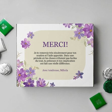 Boîte de bonbons personnalisée avec un message - Merci !