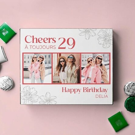 Boîte de bonbons personnalisée avec photos et texte - Cheers