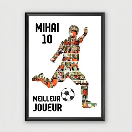 Tableau personnalisé avec 23 photos et un texte - Football